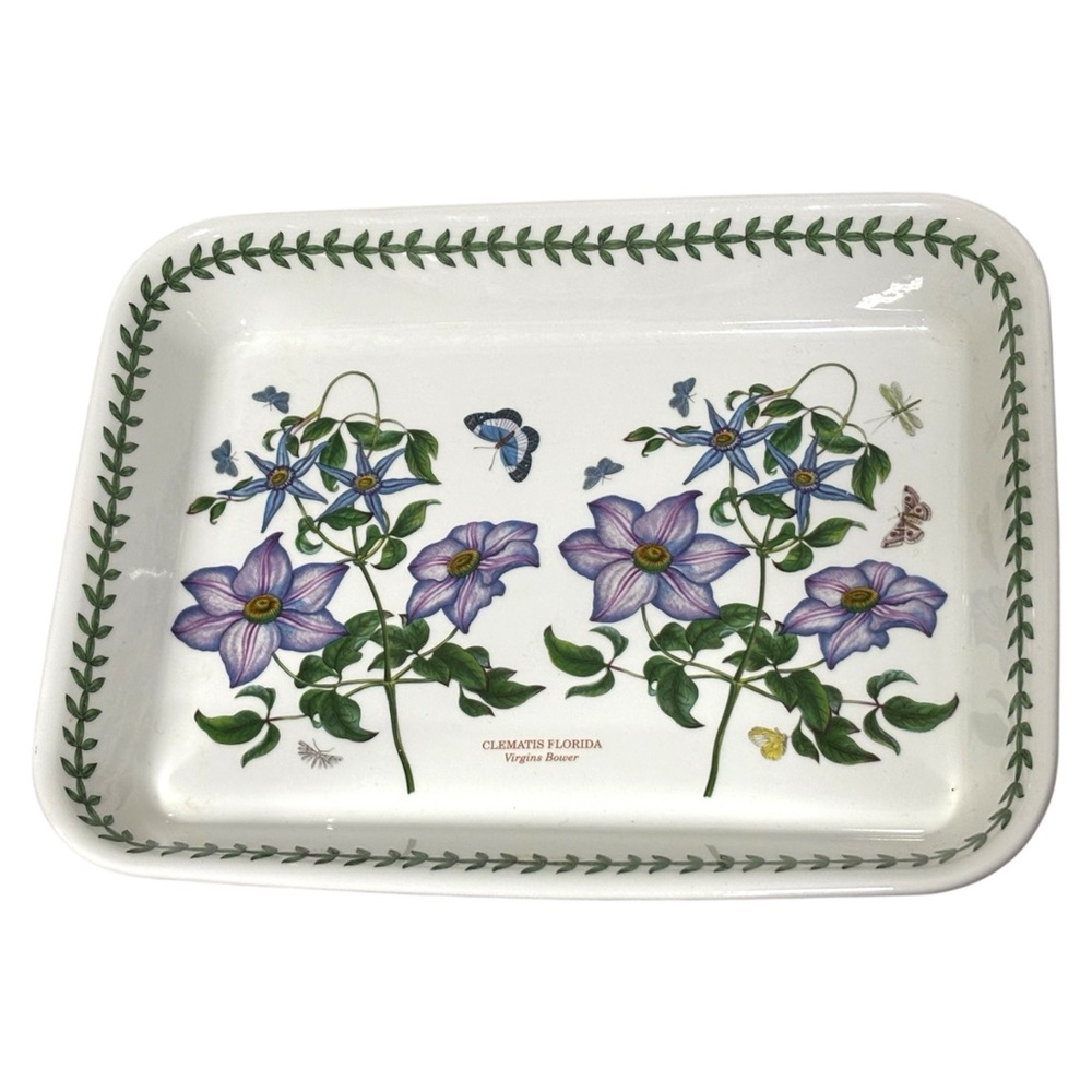 ⭐️ Portmeirion ⭐️ Botanic Garden Clematis Florida Ceramic Baking/Lasagna Tray